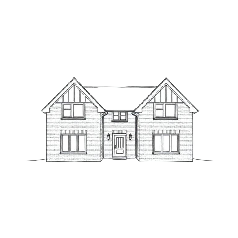 Hand-drawn sketch of C3 twin gårdhus at Fælledby